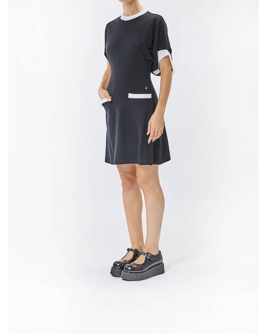Moschino Black Wool Dress With Contrast Pockets