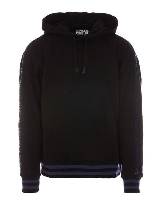 Versace Jeans Couture Black Front Logo Patch Hoodie for men