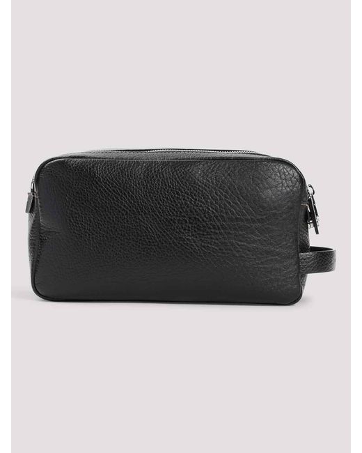 Brunello Cucinelli Black Grained Leather Beauty Case for men