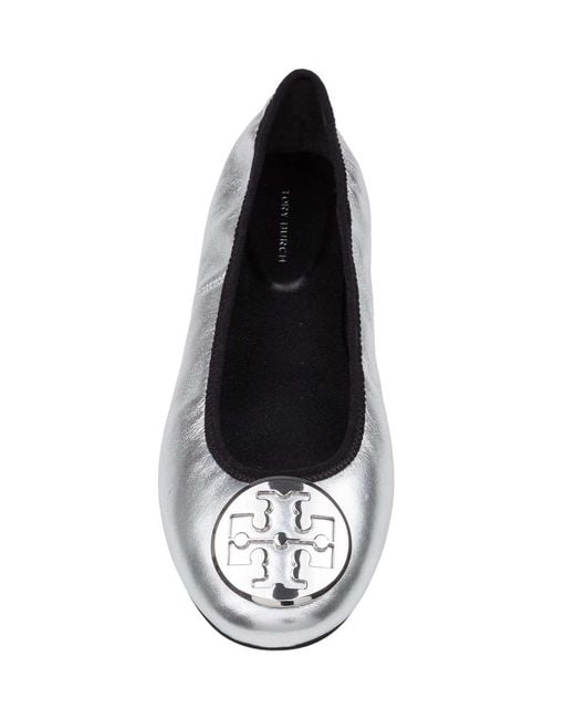 Tory Burch White Reva Travel Ballerina
