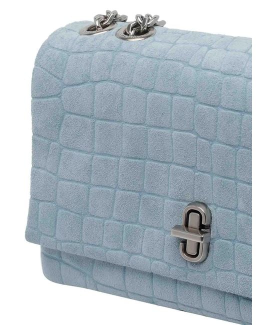 Marc Jacobs Blue The Suede Croc Slim Dual Shoulder Bag
