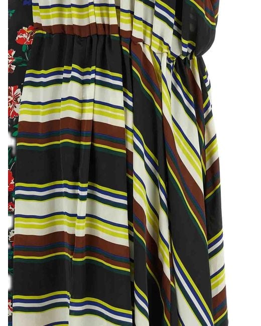 Sacai Green Pattern Mix Dress