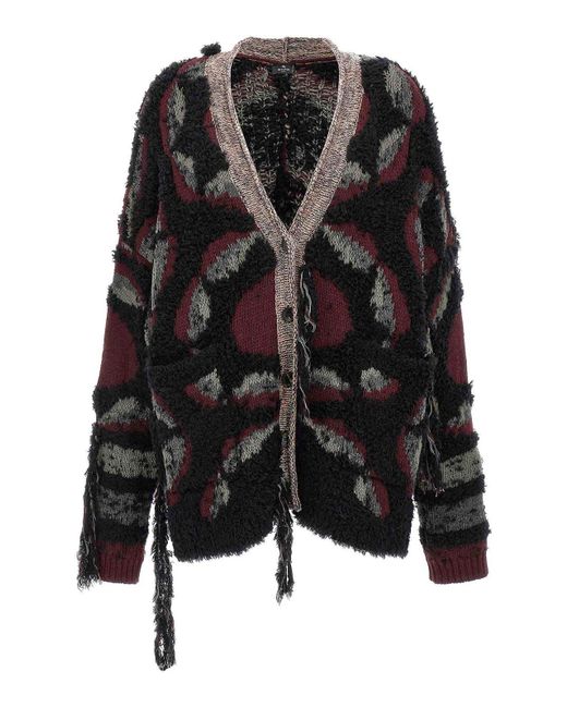 Etro Black Fringed Oversized Cardigan