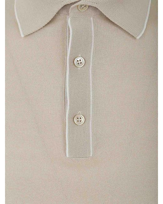 FILIPPO DE LAURENTIIS Natural Short Sleeves Polo for men