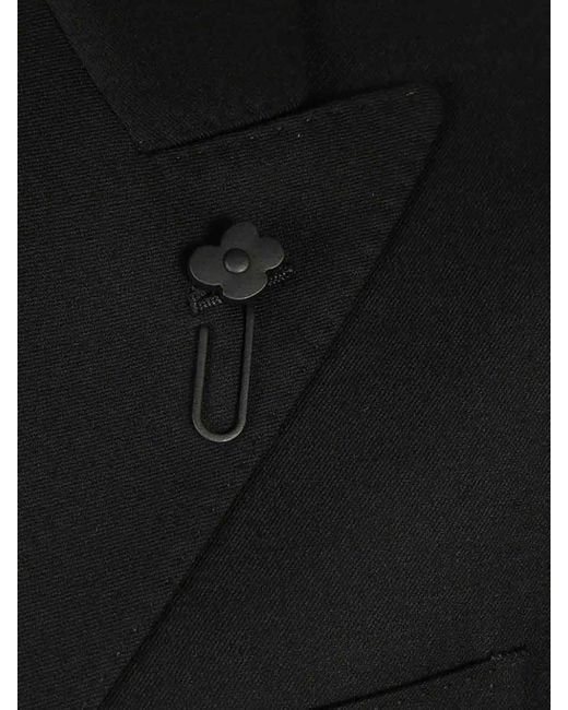 Lardini Black Double -Breasted Blazer With Application for men