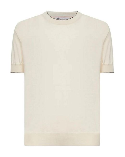 Brunello Cucinelli Natural Cotton Lightweight Knit T-Shirt for men