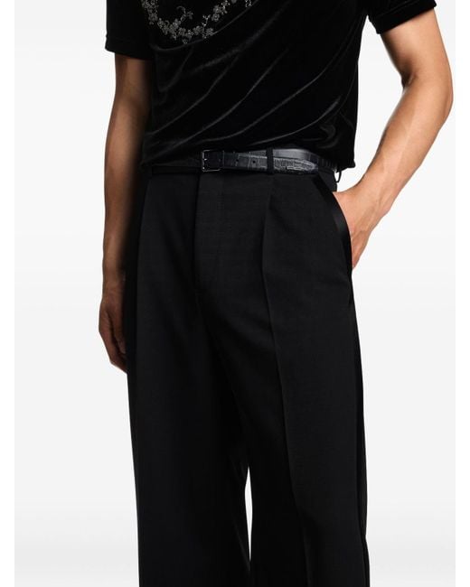 Emporio Armani Black Wool Trousers for men