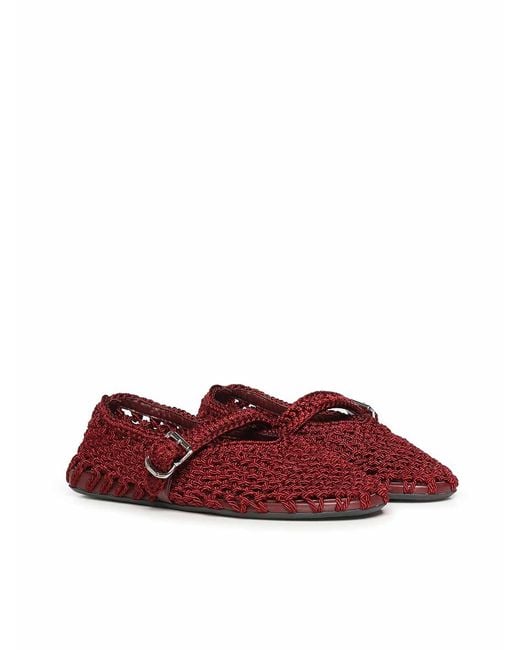 Alaïa Red Satin Cord Flats