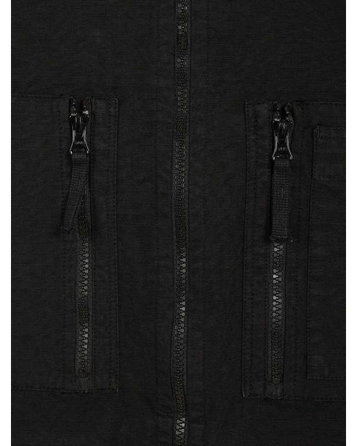 Stone Island Black Organic Cotton Ripstop Hooded Overshirt for men