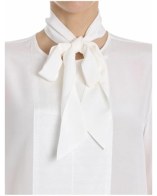 Karl Lagerfeld White Bow Blouse
