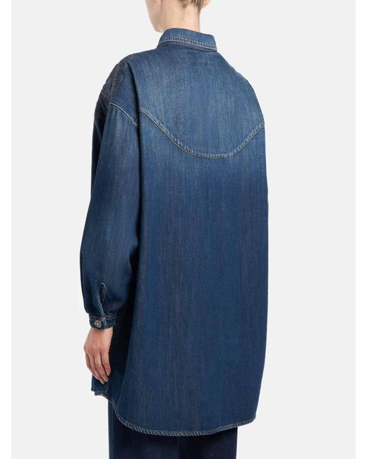 Dondup Blue Fixed Denim Over Dress