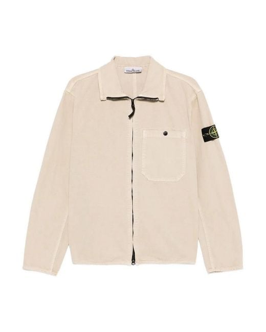 Stone Island Natural Patch-Pocket Zip Overshirt for men