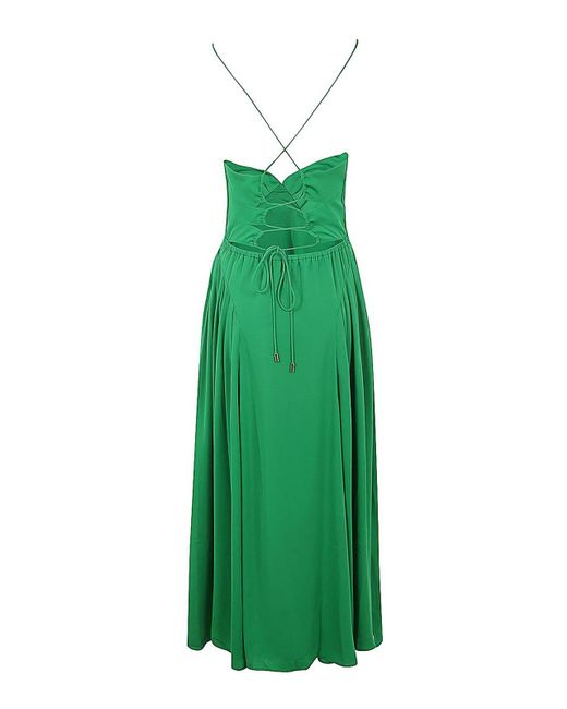 Self-Portrait Green Viscose Midi Dress