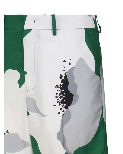 Valentino Garavani Green Flower Portrait Shorts for men