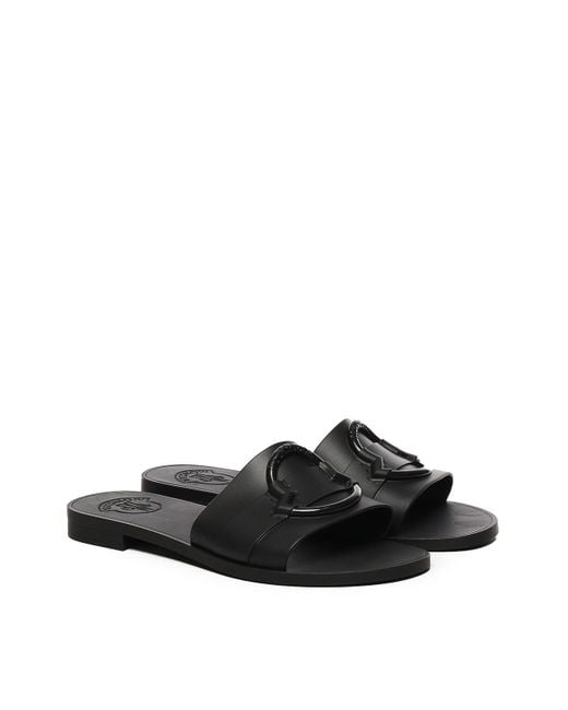 Moncler Black Slide Mon With Logo