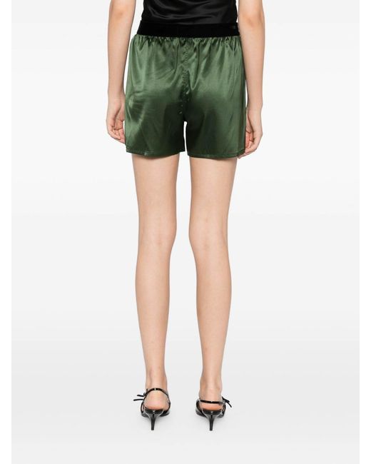 Tom Ford Green Stretch Silk Satin Pj Shorts