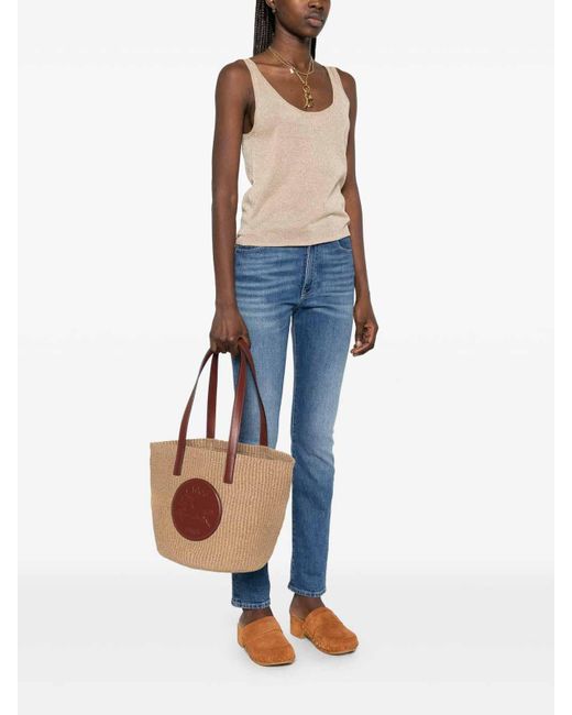 Chloé Brown Horse Medal Large Basket Bag