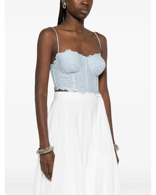 Ermanno Scervino Blue Top With Embroidery
