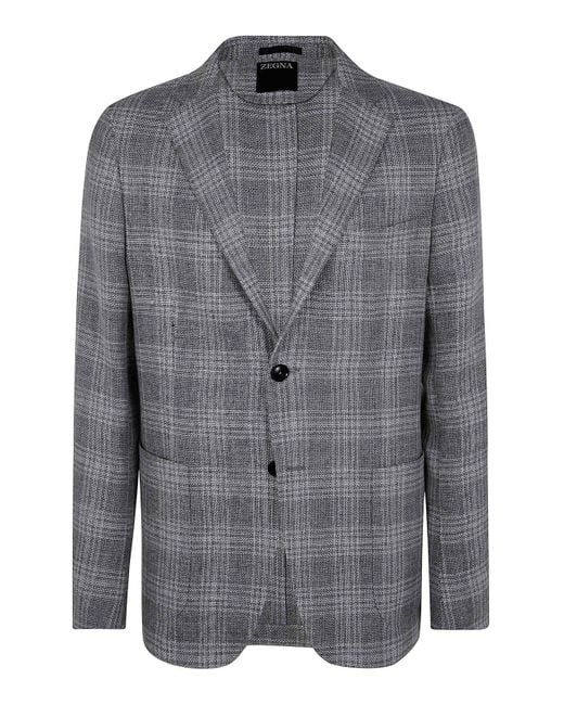 Zegna Gray Wool And Linen Jacket for men