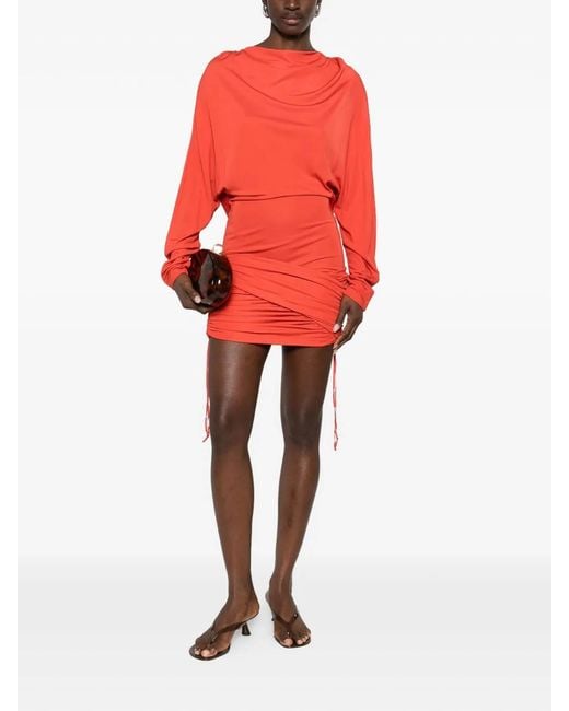 Christopher Esber Red Luna Draped Jersey Mini Dress