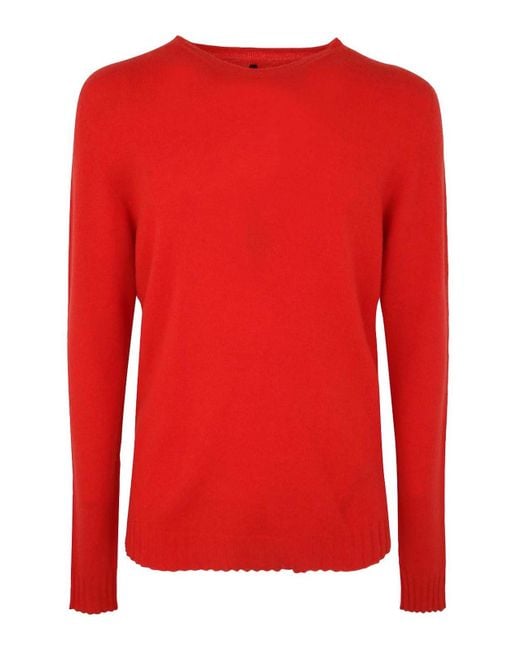 MD75 Red Cashmere Crew Neck Sweater for men