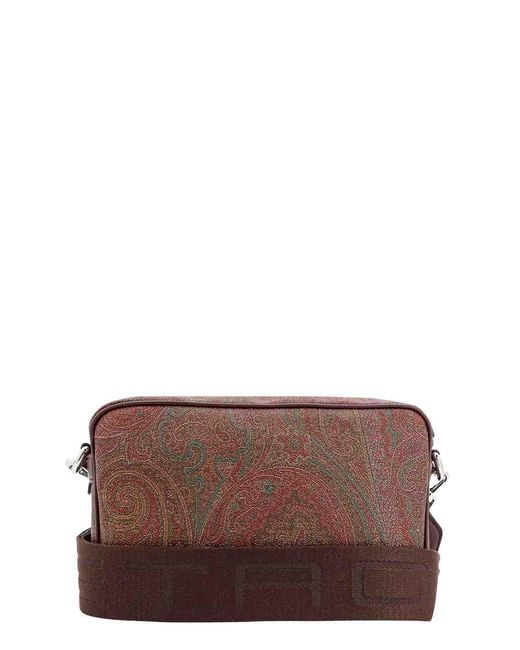 Etro Brown Coated Canvas Leather Bag Paisley Motif for men