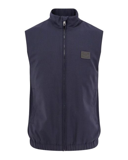 Dolce & Gabbana Blue Wool Blend Sleeveless Jacket for men
