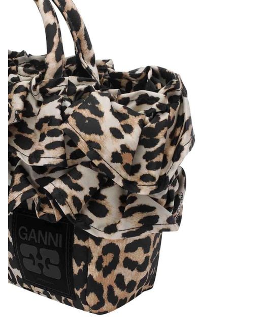 Ganni Black Mini Shopper Logo Handbag