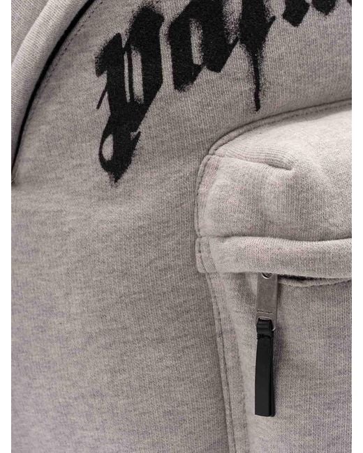 Palm Angels Gray 'Spray Curved Logo' Backpack for men