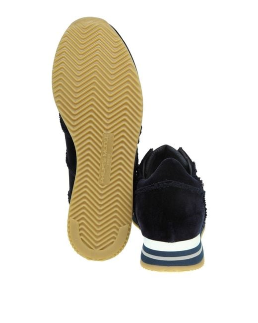 Philippe Model Black Tropez Higher Velour Bleu Velvet Sneakers