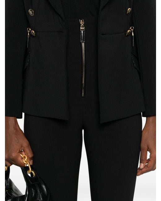 Elisabetta Franchi Black Crepe Trousers With Zip Details