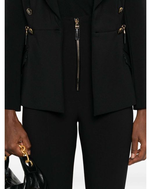 Elisabetta Franchi Black Crepe Trousers With Zip Details
