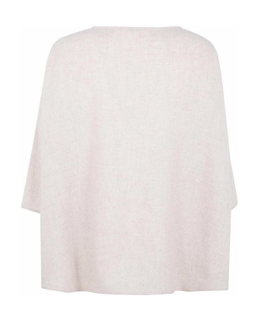 Apuntob White Boatneck Dropped Shoulder Loose Fit Blouse