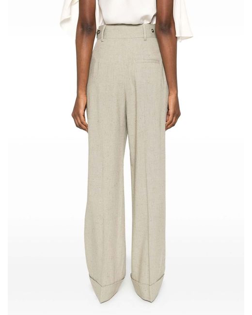 Alberta Ferretti White Linen And Viscose Trousers