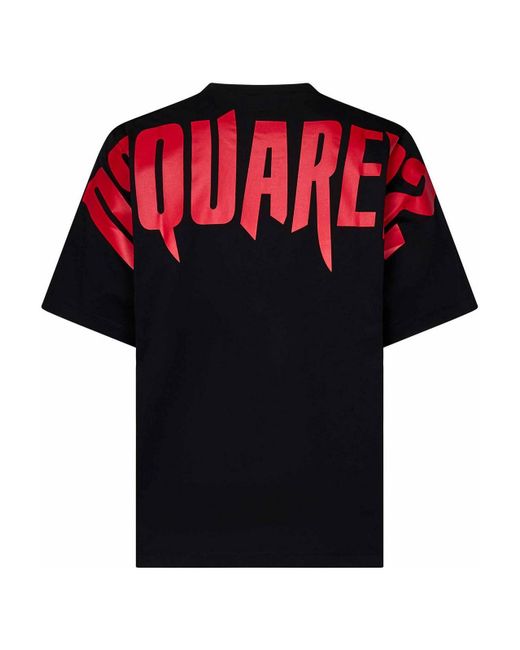 DSquared² Black Loose-Fit Cotton Jersey Crewneck T-Shir for men