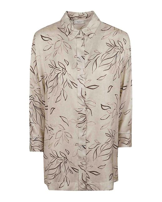 Peserico Gray Fluid Viscose Satin Shirt