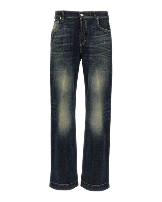 McQueen Blue Wide Leg Jeans for men