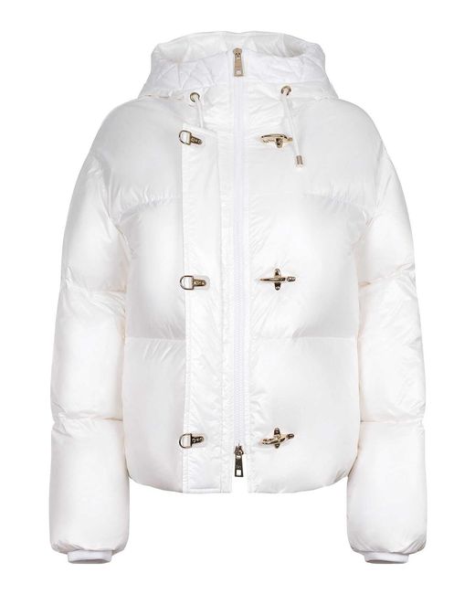 Fay White Down Jacket Made Of Nylon