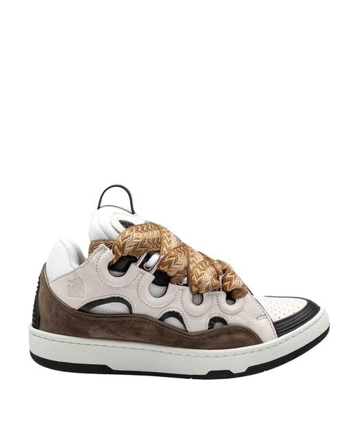 Lanvin Natural Leather, Fabric, And Suede Sneakers for men