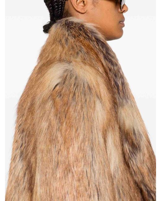 BB COUTURE Brown Wool Ecofur Coat