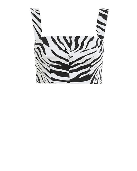Dolce & Gabbana Black Zebra-Striped Cropped Top