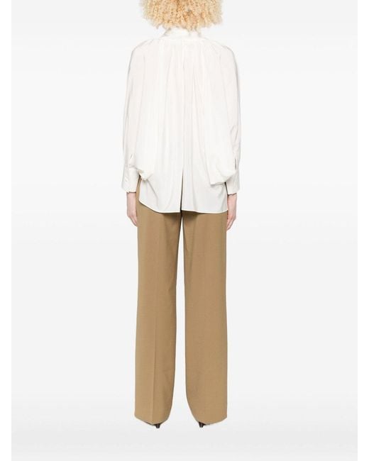 Max Mara White Wide Silk Blouse