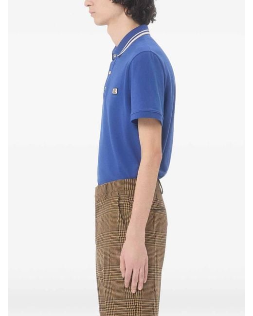 Valentino Garavani Blue Vlogo Signature Piquet Cotton Polo Shirt for men