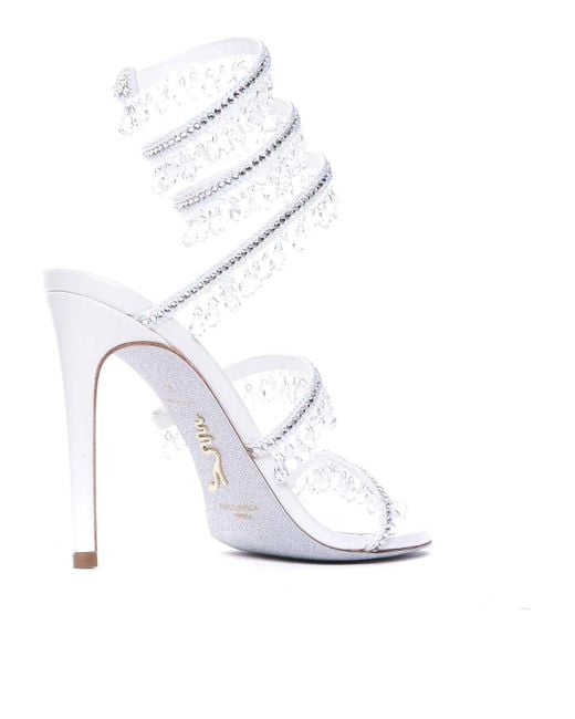 Rene Caovilla White Chandelier Sandals