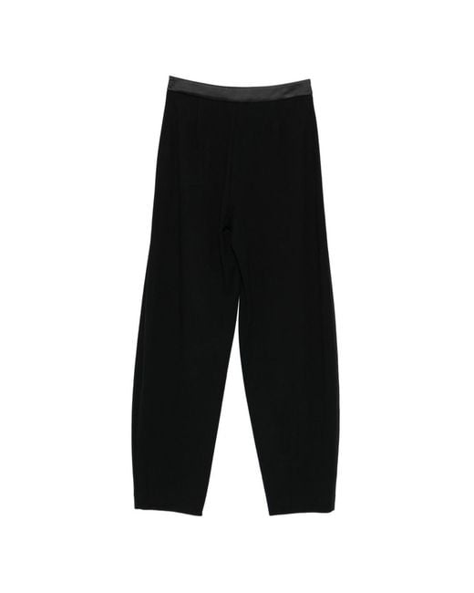 Emporio Armani Black Satin-Trim Tapered Trousers