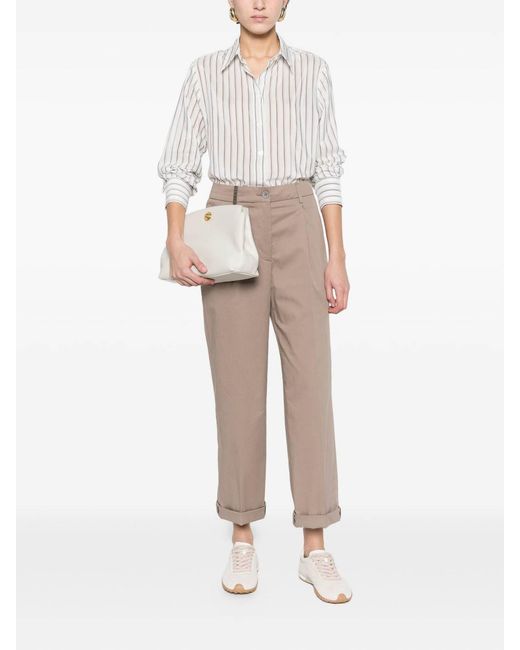 Peserico Natural Pants With Pleats And Cuffs