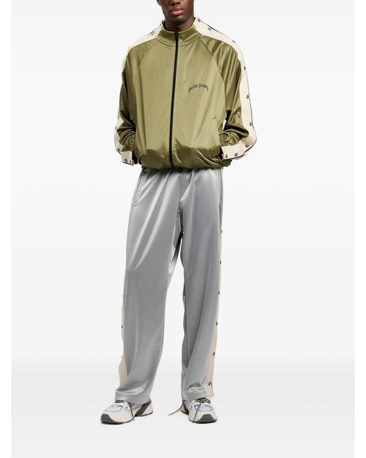 Palm Angels Green Snap-Button Side Bands Track Jacket for men