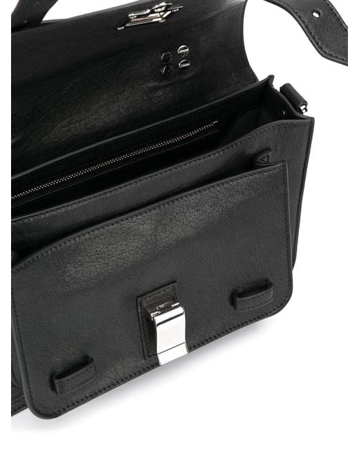 Proenza Schouler Blue Leather Flap Front Bag With Metal Tab Closure