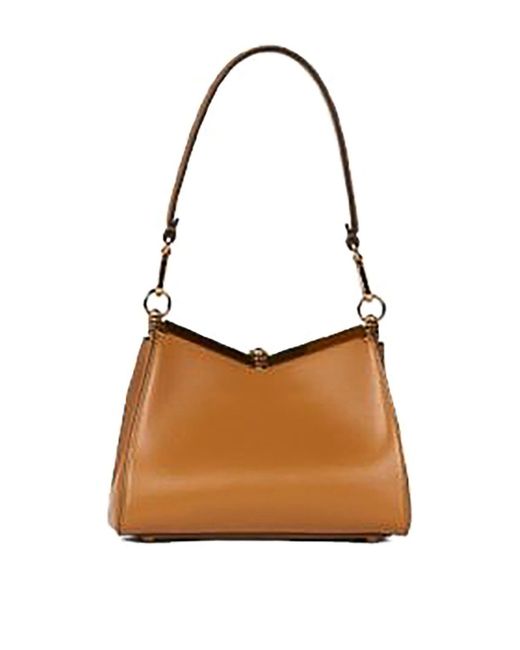 Etro Brown Vela Small Ochre Calf Leather Shoulder Bag