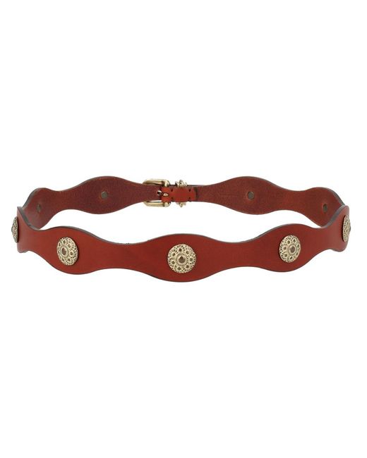 Etro Brown Wave Leather Belt With Studs